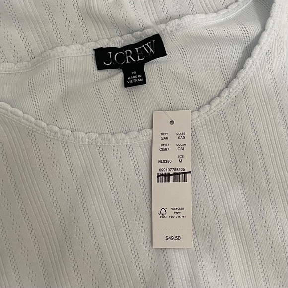 NWT! J. CREW Pointelle Short Sleeve T-Shirt Top Ocean Air Light Blue Medium - Picture 13 of 15